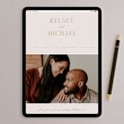 "Emblem" - Wedding Invitations in Champagne by Everett Paper Goods - FREE Wedding Website