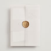 "Layered" - Wedding Invitations in Natural by Kelly Schmidt - Assembled with Vellum Wrap and Wax Seal