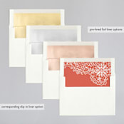 "White Lace" - Wedding Invitations in Coral Rose by Lauren Chism - Envelope Liner Options