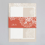 "White Lace" - Wedding Invitations in Coral Rose by Lauren Chism - Assembled