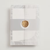 "Painted Trails" - Wedding Invitations in Navy by Alethea and Ruth - Assembled with Vellum Wrap and Wax Seal