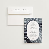 "Painted Trails" - Wedding Invitations in Navy by Alethea and Ruth - Invitation with Envelope