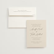 "Love Story" - Wedding Invitations in Mocha by Jennifer Postorino - Invitation with Envelope