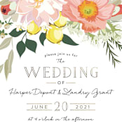"Spring Blooms" - Wedding Invitations in Blush by Susan Moyal - Close-Up