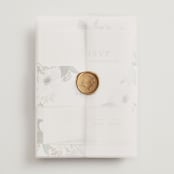 "Inverness" - Wedding Invitations in Pistachio by Nicole Whiddon - Assembled with Vellum Wrap and Wax Seal