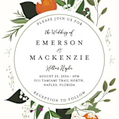 "Orange Blossoms" - Wedding Invitations in Pearl by Susan Moyal - Close-Up
