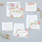"Floral Vignette" - Wedding Invitations in Brass by Kristen Smith - Invitation Suite