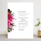 "Peeking Florals" - Wedding Invitations in Fuchsia by Lori Wemple - Front