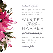 "Peeking Florals" - Wedding Invitations in Fuchsia by Lori Wemple - Close-Up