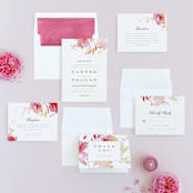 "Stately Florals" - Wedding Invitations in Poppy by Lori Wemple - Invitation Suite