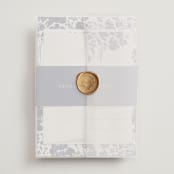 "brushstrokes in bloom" - Wedding Invitations in Indigo by Angela Marzuki - Assembled with Vellum Wrap and Wax Seal