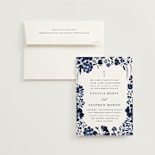 "brushstrokes in bloom" - Wedding Invitations in Indigo by Angela Marzuki - Invitation with Envelope