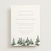 "On the Slopes" - Wedding Invitations in Fog by Mere Paper - Front