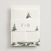 "On the Slopes" - Wedding Invitations in Fog by Mere Paper - Assembled with Belly Band