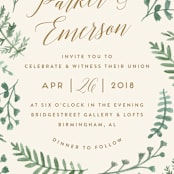 "Painted Ferns" - Wedding Invitations in Cream by Amy Kross - Close-Up