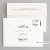 "Painted Ferns" - Wedding Invitations in Cream by Amy Kross - FREE Recipient Addressing
