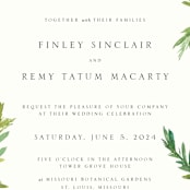 "Simple Pine Branches" - Wedding Invitations in Vanilla by Mere Paper - Close-Up