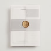 "Arcadia" - Wedding Invitations in Noir by Olivia Raufman - Assembled with Vellum Wrap and Wax Seal