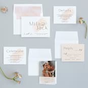 "Lithe" - Wedding Invitations in Blush by Kristie Kern - Invitation Suite