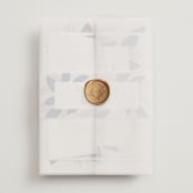 "Bouquet" - Wedding Invitations in Cobalt by Jen Owens - Assembled with Vellum Wrap and Wax Seal