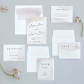 "Sloped" - Wedding Invitations in Ecru by Everett Paper Goods - Invitation Suite
