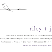 "Birds of a Feather" - Wedding Invitations in Plum by R studio - Close-Up