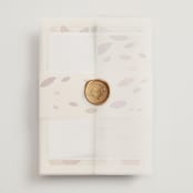 "Nouveau Love" - Wedding Invitations in Umber by Morgan Ramberg - Assembled with Vellum Wrap and Wax Seal