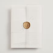 "Violet " - Wedding Invitations in Linen by Kelly Schmidt - Assembled with Vellum Wrap and Wax Seal