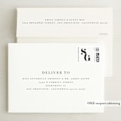 "Modern Initials" - Wedding Invitations in Buttercream by Lori Wemple - FREE Recipient Addressing