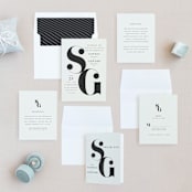 "Modern Initials" - Wedding Invitations in Buttercream by Lori Wemple - Invitation Suite