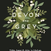 "Laurel of Greens" - Wedding Invitations in Midnight by Jennifer Wick - Close-Up
