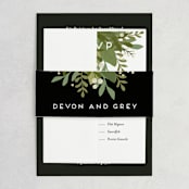 "Laurel of Greens" - Wedding Invitations in Midnight by Jennifer Wick - Assembled