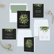 "Laurel of Greens" - Wedding Invitations in Midnight by Jennifer Wick - Invitation Suite