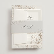 "Sketched Flora" - Wedding Invitations in Cream by Paper Raven Co. - Assembled with Belly Band