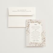 "Sketched Flora" - Wedding Invitations in Cream by Paper Raven Co. - Invitation with Envelope