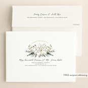 "Peonies & Berries" - Wedding Invitations in Winter White by Susan Moyal - FREE Recipient Addressing