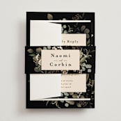 "Peonies & Sage" - Wedding Invitations in Fawn by Susan Moyal - Assembled with Belly Band