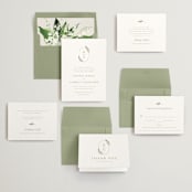 "Soft Sprigs" - Wedding Invitations in Champagne by Jennifer Postorino - Invitation Suite