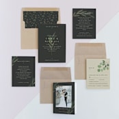 "Modern Leaves" - Wedding Invitations in Smoked by Shannon Chen of Four Wet Feet Studio - Invitation Suite