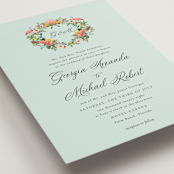 "Tropical Crest" - Wedding Invitations in Papaya by Susan Moyal - Detail