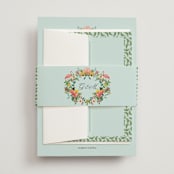 "Tropical Crest" - Wedding Invitations in Papaya by Susan Moyal - Assembled with Belly Band