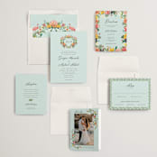 "Tropical Crest" - Wedding Invitations in Papaya by Susan Moyal - Invitation Suite
