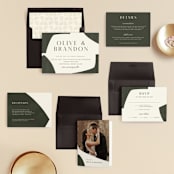 "Warner" - Wedding Invitations in Emerald by Carrie ONeal - Invitation Suite