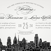 "Big City - Philadelphia" - Wedding Invitations in Light Taupe by Hooray Creative - Close-Up