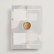 "Abstract Jewels" - Wedding Invitations in Noir by Maria Alou - Assembled with Vellum Wrap and Wax Seal