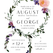 "Garlands" - Wedding Invitations in Lavender by Lori Wemple - Close-Up