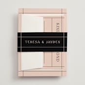 "The Grid" - Wedding Invitations in Rosebud by Mansi Verma - Assembled with Belly Band