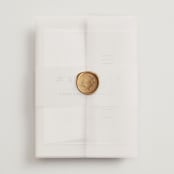 "Moderne" - Wedding Invitations in Graphite by Everett Paper Goods - Vellum Wrap with Wax Seal