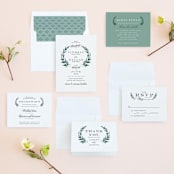 "Elegant Crest" - Wedding Invitations in Forest Green by Alethea and Ruth - Invitation Suite