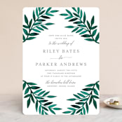 "Painted Greenery" - Wedding Invitations in Evergreen by Katharine Watson - Front